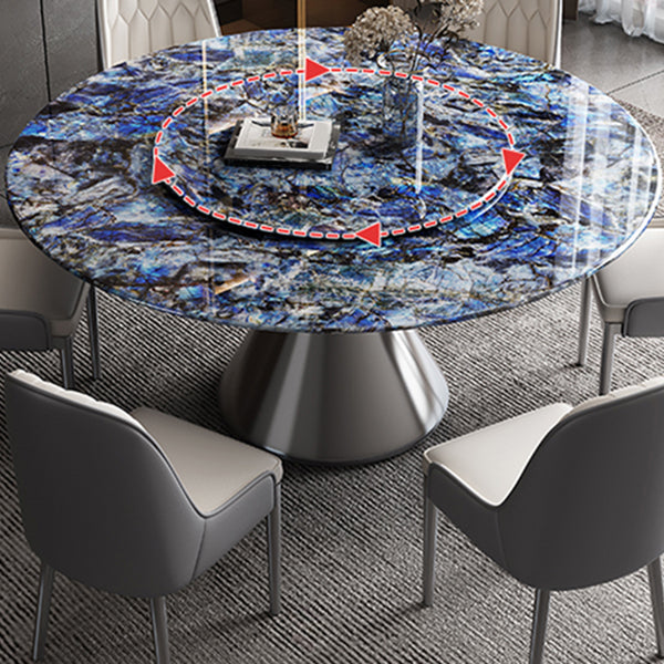 Metal Pedestal Dining Table Round Stone Top Dining Table for Dining Room Clearhalo 'Dining Tables & Seating' 'Dining Tables' 'dining_table' 'furn' 'furn_dining_table' 'Furniture' 'Kitchen & Dining Furniture' 7476836
