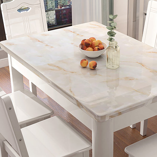 Table de salle à manger rectangulaire Simplicity, collection de salle à manger en faux marbre avec 4 pieds