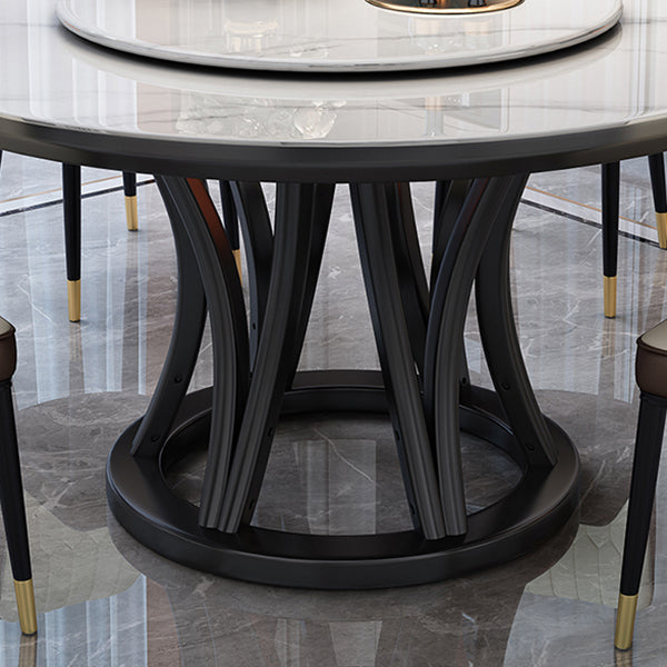 Solid Wood Pedestal Dining Table Round Faux Marble Dining Table Clearhalo 'Dining Tables & Seating' 'Dining Tables' 'dining_table' 'furn' 'furn_dining_table' 'Furniture' 'Kitchen & Dining Furniture' 7476888