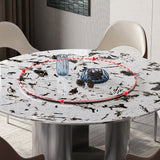 Table à manger ronde moderne Table à manger en pierre avec socle en acier inoxydable