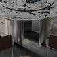 Table à manger ronde moderne Table à manger en pierre avec socle en acier inoxydable