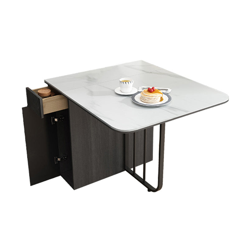 Folding Rectangle Dining Table Wood Frame Dining Table with Storage Pedestal Without Chairs Clearhalo 'Dining Tables & Seating' 'Dining Tables' 'dining_table' 'furn' 'furn_dining_table' 'Furniture' 'Kitchen & Dining Furniture' 7476910