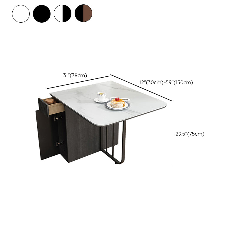 Folding Rectangle Dining Table Wood Frame Dining Table with Storage Pedestal Clearhalo 'Dining Tables & Seating' 'Dining Tables' 'dining_table' 'furn' 'furn_dining_table' 'Furniture' 'Kitchen & Dining Furniture' 7476919