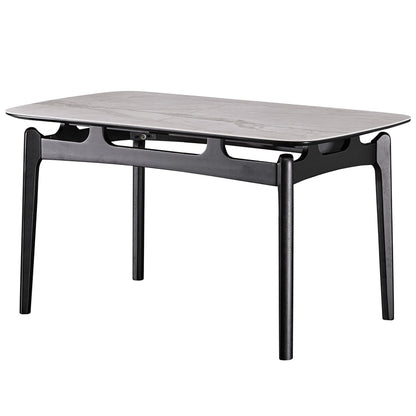 Dining Room Stone Dinner Table Rectangle 4 Legs Dining Table