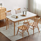 Moderne massief houten poten eettafel met rechthoekig stenen blad