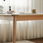 Moderne massief houten poten eettafel met rechthoekig stenen blad