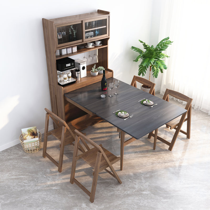 Rechthoekige opklapbare eettafel Houten eettafel met opbergbasis