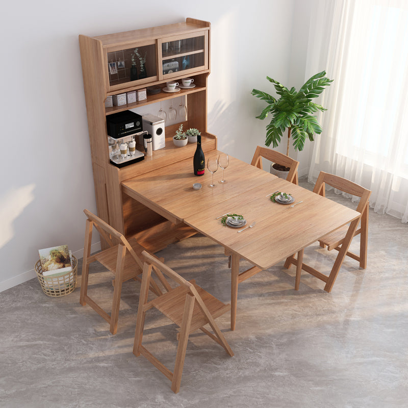 Rechthoekige opklapbare eettafel Houten eettafel met opbergbasis