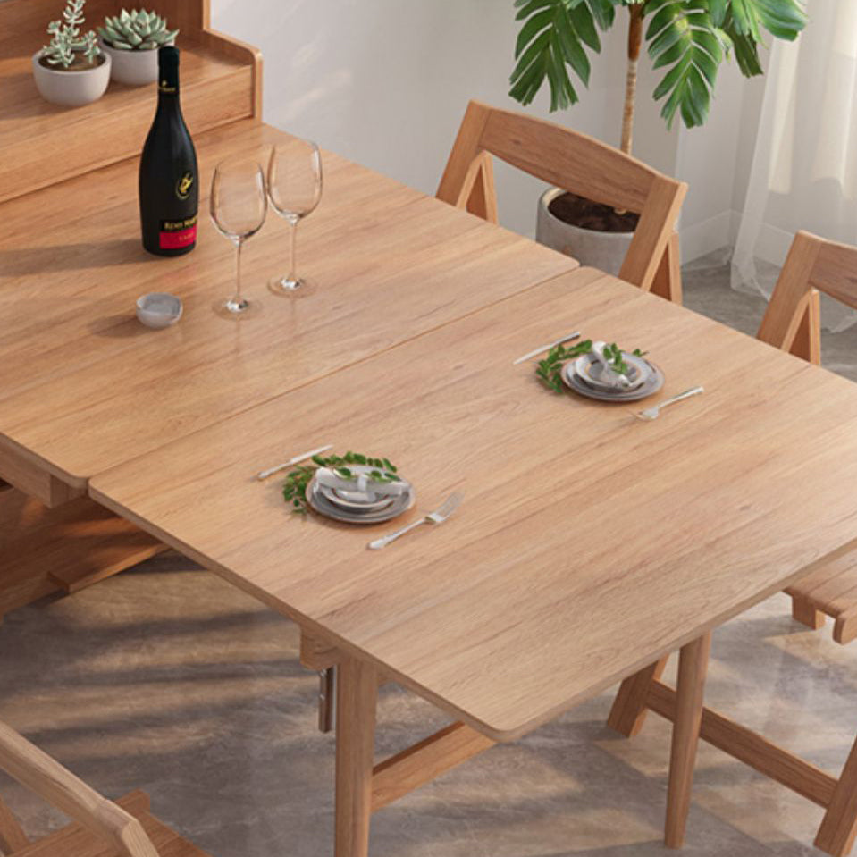 Rechthoekige opklapbare eettafel Houten eettafel met opbergbasis