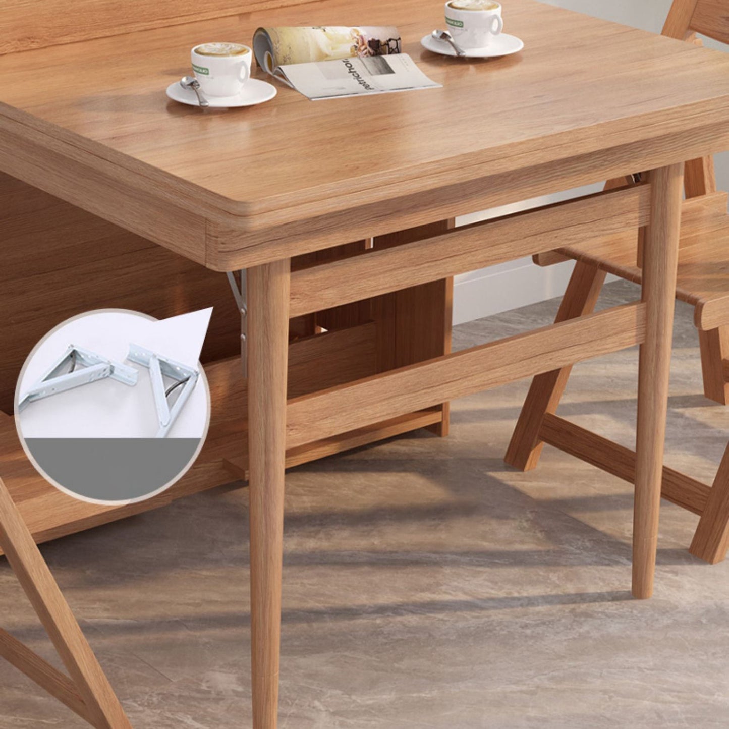Rechthoekige opklapbare eettafel Houten eettafel met opbergbasis