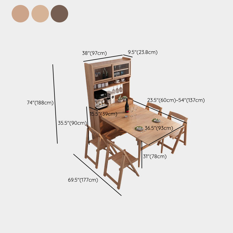 Rechthoekige opklapbare eettafel Houten eettafel met opbergbasis