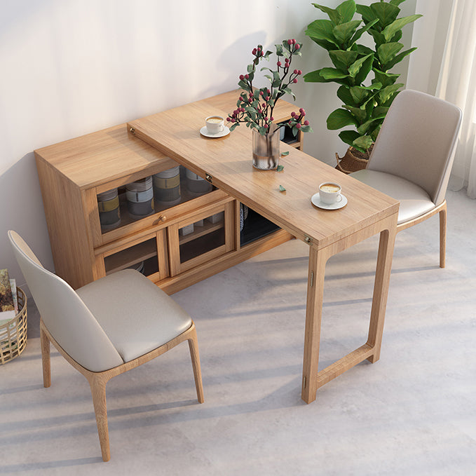 Folding Rectangle Dining Table Wood Dining Table in White and Natural
