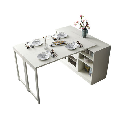 Folding Rectangle Dining Table Wood Dining Table in White and Natural