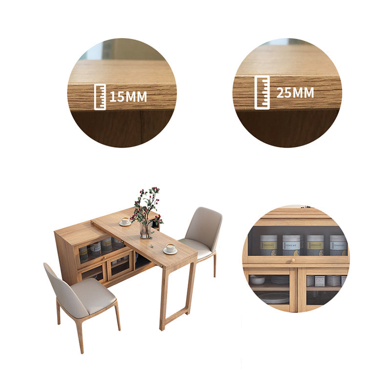 Folding Rectangle Dining Table Wood Dining Table in White and Natural