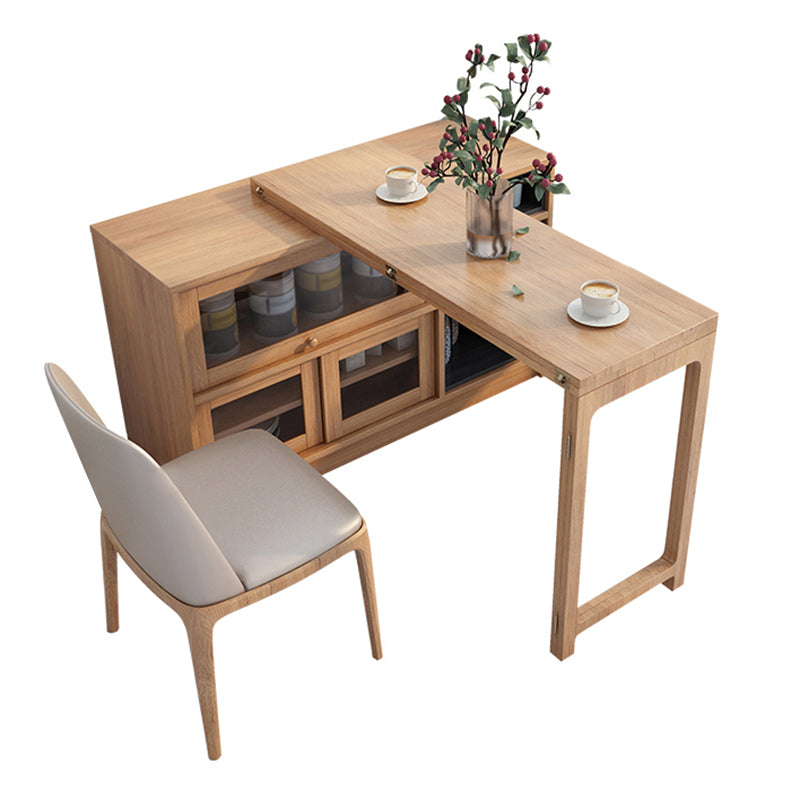 Folding Rectangle Dining Table Wood Dining Table in White and Natural