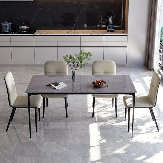Stone Top Dining Room Dinner Kitchen Table Rectangle Dining Table with 4 Legs