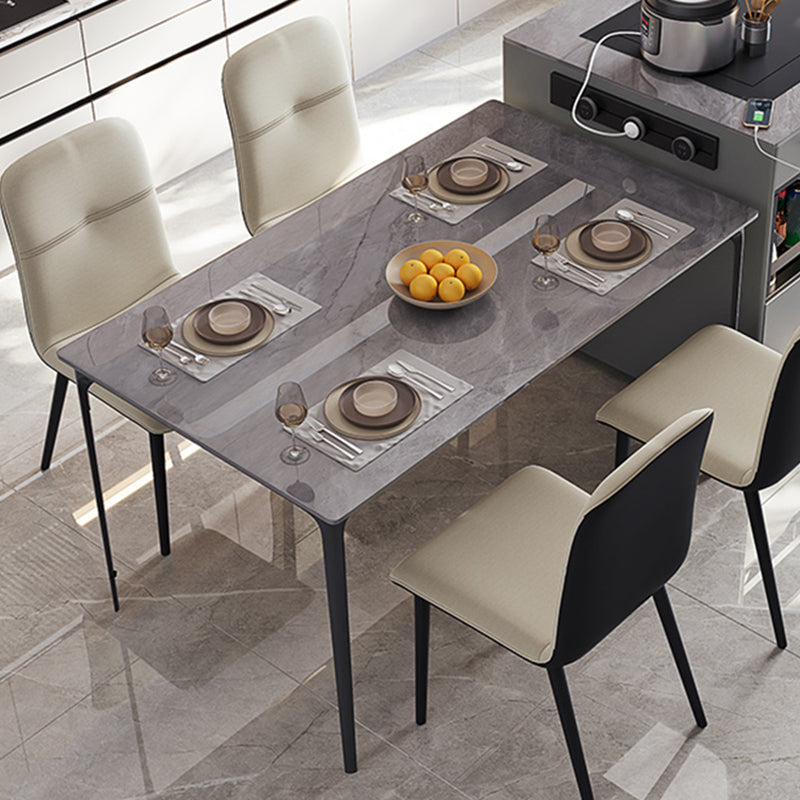 Stone Top Dining Room Dinner Kitchen Table Rectangle Dining Table with 4 Legs Clearhalo 'Dining Tables & Seating' 'Dining Tables' 'dining_table' 'furn' 'furn_dining_table' 'Furniture' 'Kitchen & Dining Furniture' 7476997
