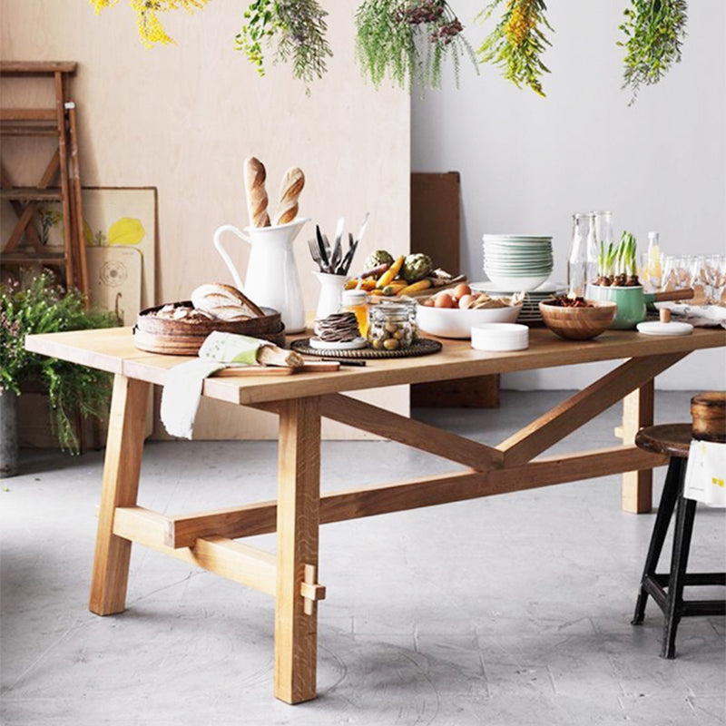 Modern Rectangle Solid Wood Dining Table Trestle Base Dining Table Clearhalo 'Dining Tables & Seating' 'Dining Tables' 'dining_table' 'furn' 'furn_dining_table' 'Furniture' 'Kitchen & Dining Furniture' 7477003