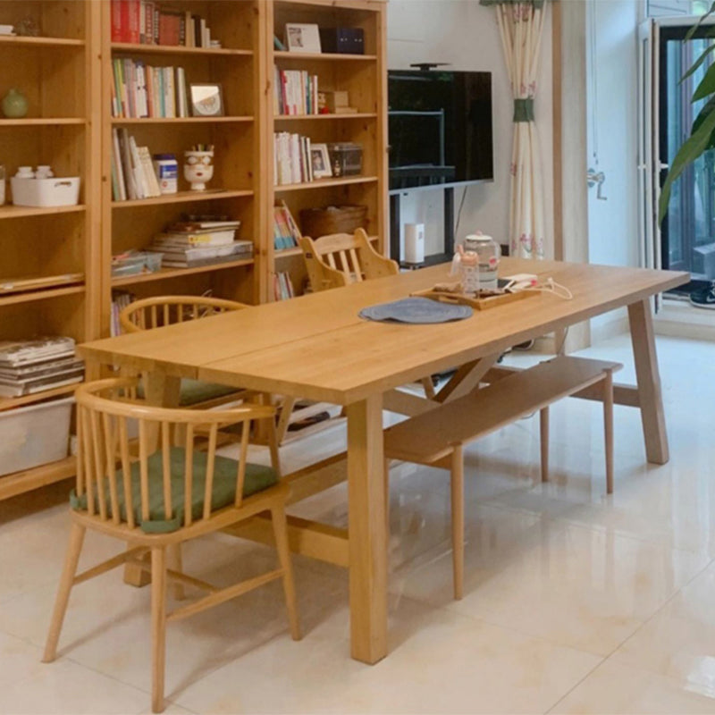 Modern Rectangle Solid Wood Dining Table Trestle Base Dining Table Clearhalo 'Dining Tables & Seating' 'Dining Tables' 'dining_table' 'furn' 'furn_dining_table' 'Furniture' 'Kitchen & Dining Furniture' 7477011