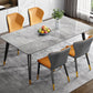 Mesa de comedor de metal con 4 patas, mesa de comedor rectangular con tapa de piedra para comedor