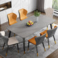 Mesa de comedor de metal con 4 patas, mesa de comedor rectangular con tapa de piedra para comedor