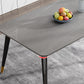 Mesa de comedor de metal con 4 patas, mesa de comedor rectangular con tapa de piedra para comedor
