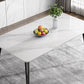 Mesa de comedor de metal con 4 patas, mesa de comedor rectangular con tapa de piedra para comedor
