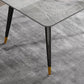 Mesa de comedor de metal con 4 patas, mesa de comedor rectangular con tapa de piedra para comedor