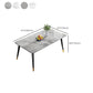 Mesa de comedor de metal con 4 patas, mesa de comedor rectangular con tapa de piedra para comedor