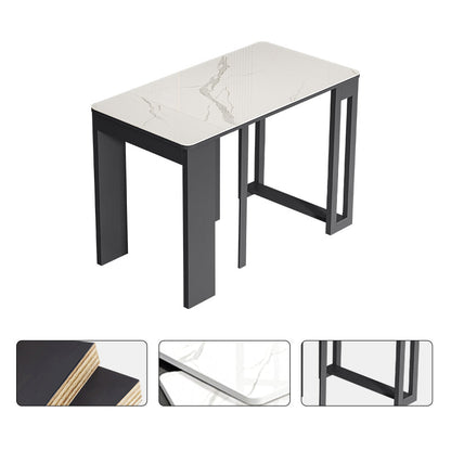 Rectangle Folding Dining Table Wood and Stone Dining Table for Dining Room