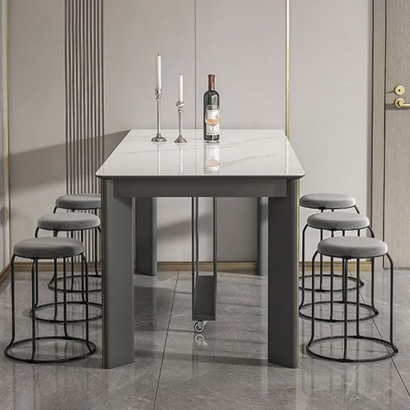 Rectangle Folding Dining Table Wood and Stone Dining Table for Dining Room