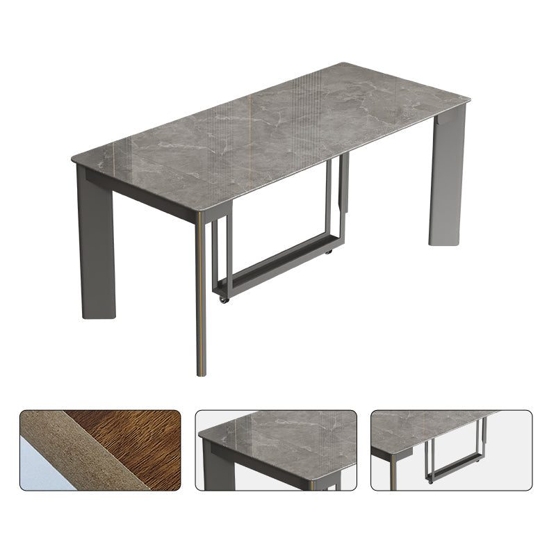 Rectangle Folding Dining Table Wood and Stone Dining Table for Dining Room
