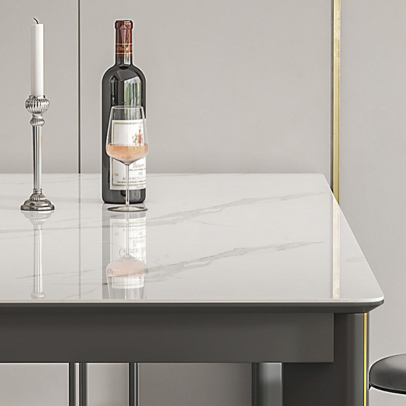 Rectangle Folding Dining Table Wood and Stone Dining Table for Dining Room