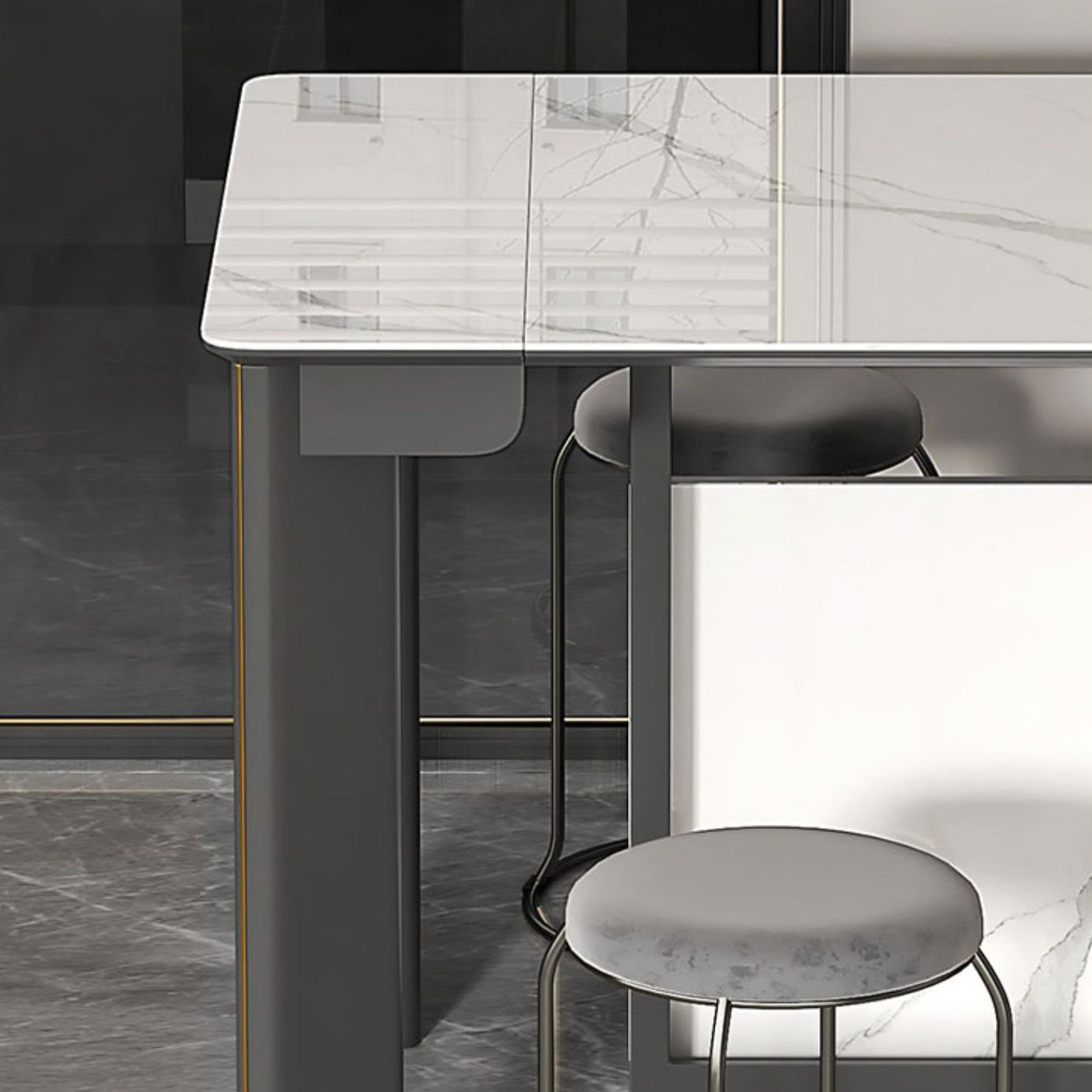 Rectangle Folding Dining Table Wood and Stone Dining Table for Dining Room