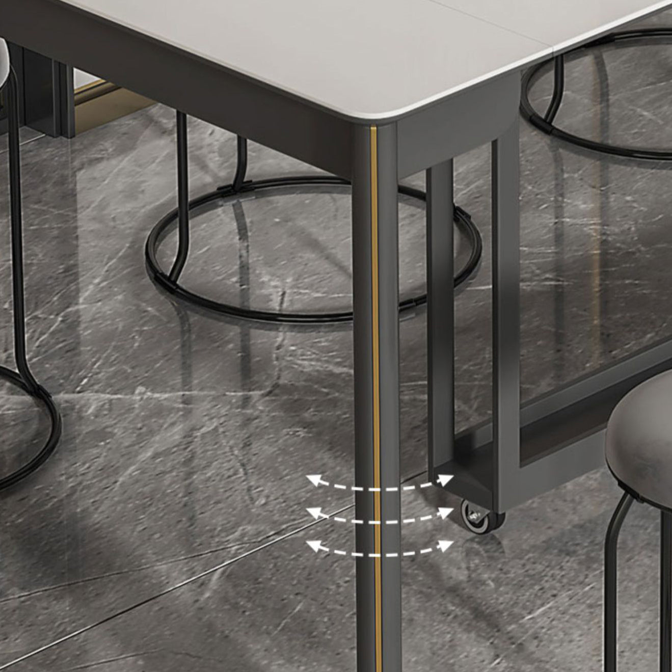 Rectangle Folding Dining Table Wood and Stone Dining Table for Dining Room