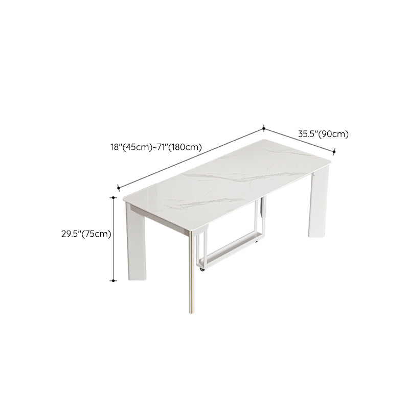 Rectangle Folding Dining Table Wood and Stone Dining Table for Dining Room