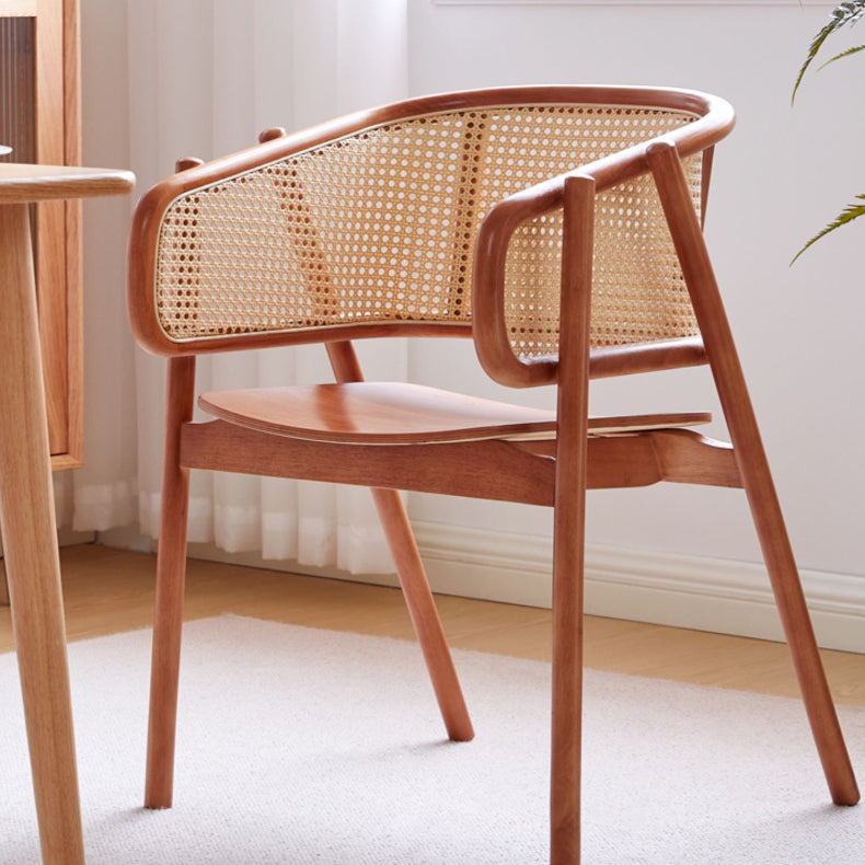 Rubberwood Solid Wood Dining Chair Indoor Dining Arm Chair for Dining Room