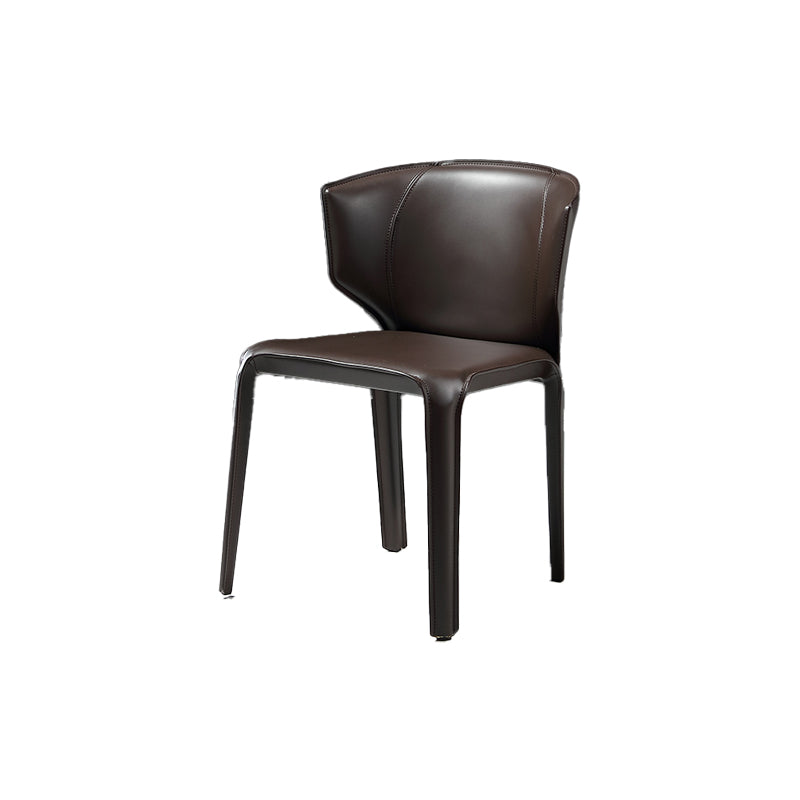 Faux Leather Upholstered Side Chair Indoor Dining Side Chair for Dining Room Dark Brown 1 Piece Clearhalo 'Dining Chairs' 'Dining Tables & Seating' 'dining_chair' 'furn' 'furn_dining_chair' 'Furniture' 'Kitchen & Dining Furniture' 7477262