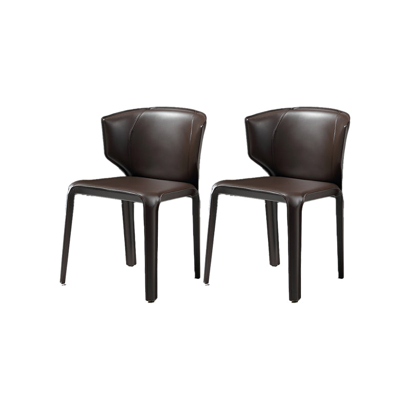 Faux Leather Upholstered Side Chair Indoor Dining Side Chair for Dining Room Dark Brown 2 Piece Set Clearhalo 'Dining Chairs' 'Dining Tables & Seating' 'dining_chair' 'furn' 'furn_dining_chair' 'Furniture' 'Kitchen & Dining Furniture' 7477264