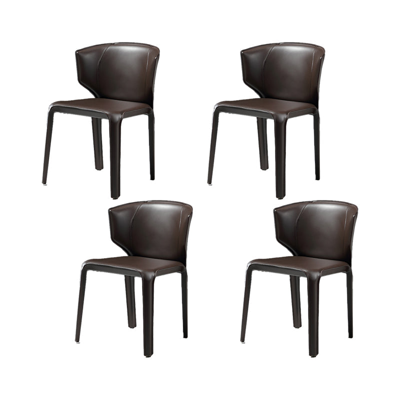 Faux Leather Upholstered Side Chair Indoor Dining Side Chair for Dining Room Dark Brown 4 Piece Set Clearhalo 'Dining Chairs' 'Dining Tables & Seating' 'dining_chair' 'furn' 'furn_dining_chair' 'Furniture' 'Kitchen & Dining Furniture' 7477266