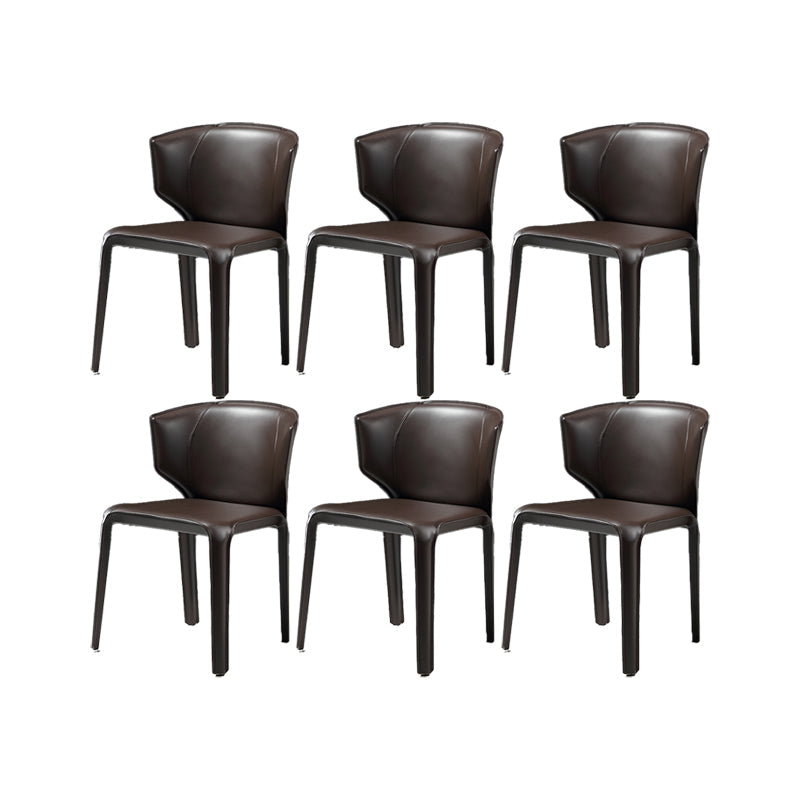 Faux Leather Upholstered Side Chair Indoor Dining Side Chair for Dining Room Dark Brown 6 Piece Set Clearhalo 'Dining Chairs' 'Dining Tables & Seating' 'dining_chair' 'furn' 'furn_dining_chair' 'Furniture' 'Kitchen & Dining Furniture' 7477268