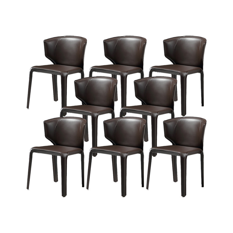 Faux Leather Upholstered Side Chair Indoor Dining Side Chair for Dining Room Dark Brown 8 Piece Set Clearhalo 'Dining Chairs' 'Dining Tables & Seating' 'dining_chair' 'furn' 'furn_dining_chair' 'Furniture' 'Kitchen & Dining Furniture' 7477270