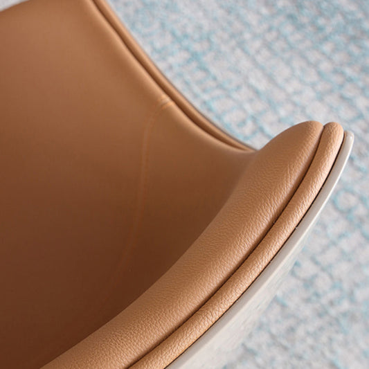 Nordic Armless Backrest Leather Chair with Metal Legs for Dining Room