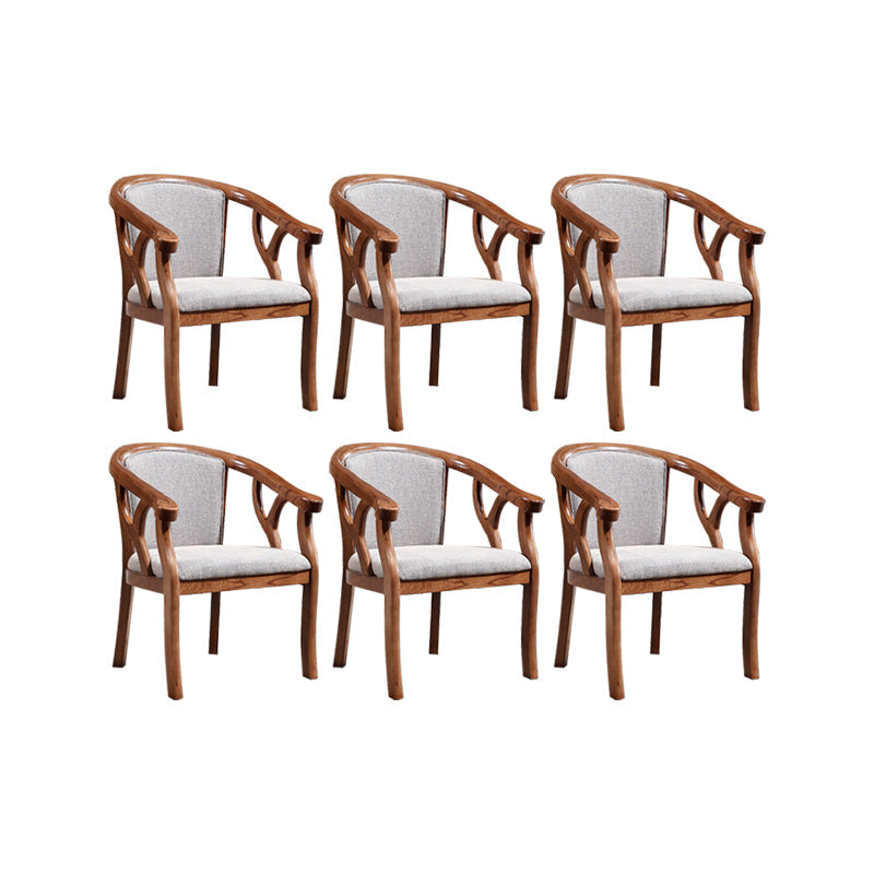 Solid Wood Frame Dining Chairs Dining Arm Chair for Dining Room Brown-Grey 6 Piece Set Clearhalo 'Dining Chairs' 'Dining Tables & Seating' 'dining_chair' 'furn' 'furn_dining_chair' 'Furniture' 'Kitchen & Dining Furniture' 7477364