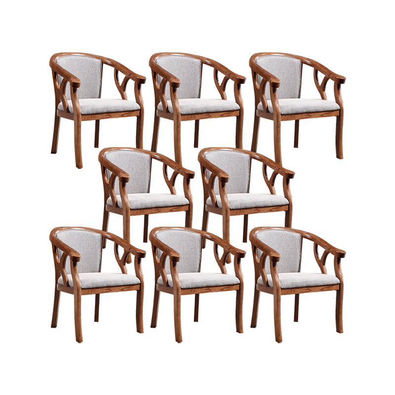 Solid Wood Frame Dining Chairs Dining Arm Chair for Dining Room Brown-Grey 8 Piece Set Clearhalo 'Dining Chairs' 'Dining Tables & Seating' 'dining_chair' 'furn' 'furn_dining_chair' 'Furniture' 'Kitchen & Dining Furniture' 7477366