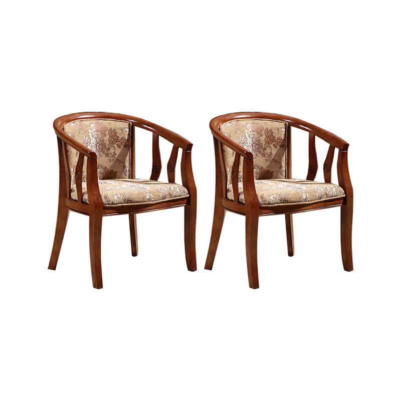 Solid Wood Frame Dining Chairs Dining Arm Chair for Dining Room Brown Yellow 2 Piece Set Clearhalo 'Dining Chairs' 'Dining Tables & Seating' 'dining_chair' 'furn' 'furn_dining_chair' 'Furniture' 'Kitchen & Dining Furniture' 7477370