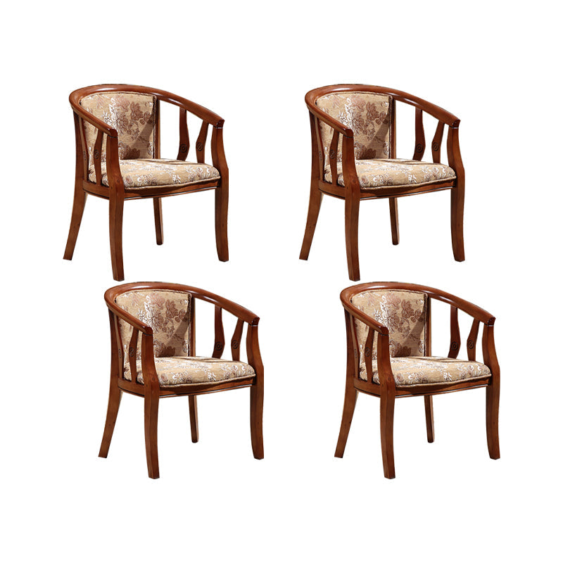 Solid Wood Frame Dining Chairs Dining Arm Chair for Dining Room Brown Yellow 4 Piece Set Clearhalo 'Dining Chairs' 'Dining Tables & Seating' 'dining_chair' 'furn' 'furn_dining_chair' 'Furniture' 'Kitchen & Dining Furniture' 7477372