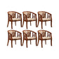 Solid Wood Frame Dining Chairs Dining Arm Chair for Dining Room Brown Yellow 6 Piece Set Clearhalo 'Dining Chairs' 'Dining Tables & Seating' 'dining_chair' 'furn' 'furn_dining_chair' 'Furniture' 'Kitchen & Dining Furniture' 7477374