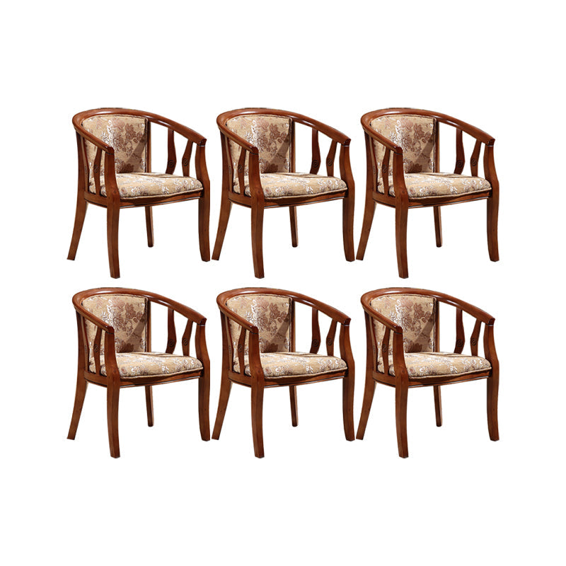 Solid Wood Frame Dining Chairs Dining Arm Chair for Dining Room Brown Yellow 6 Piece Set Clearhalo 'Dining Chairs' 'Dining Tables & Seating' 'dining_chair' 'furn' 'furn_dining_chair' 'Furniture' 'Kitchen & Dining Furniture' 7477374