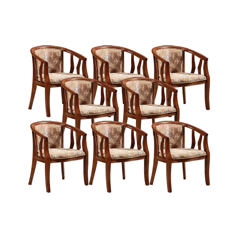 Solid Wood Frame Dining Chairs Dining Arm Chair for Dining Room Brown Yellow 8 Piece Set Clearhalo 'Dining Chairs' 'Dining Tables & Seating' 'dining_chair' 'furn' 'furn_dining_chair' 'Furniture' 'Kitchen & Dining Furniture' 7477375